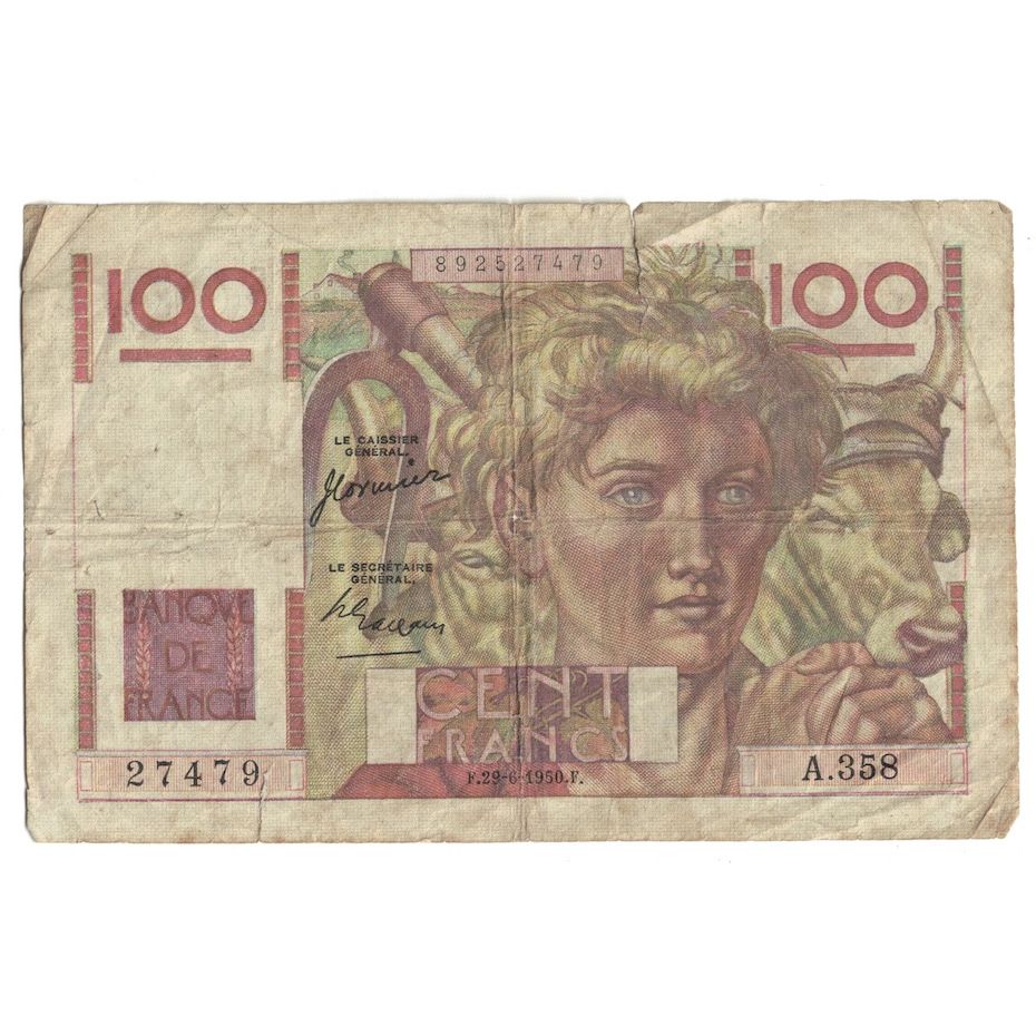 Francia, 100 Francs, Jeune Paysan, 1950, A.358, RC+, Fayette:28.25, KM:128c