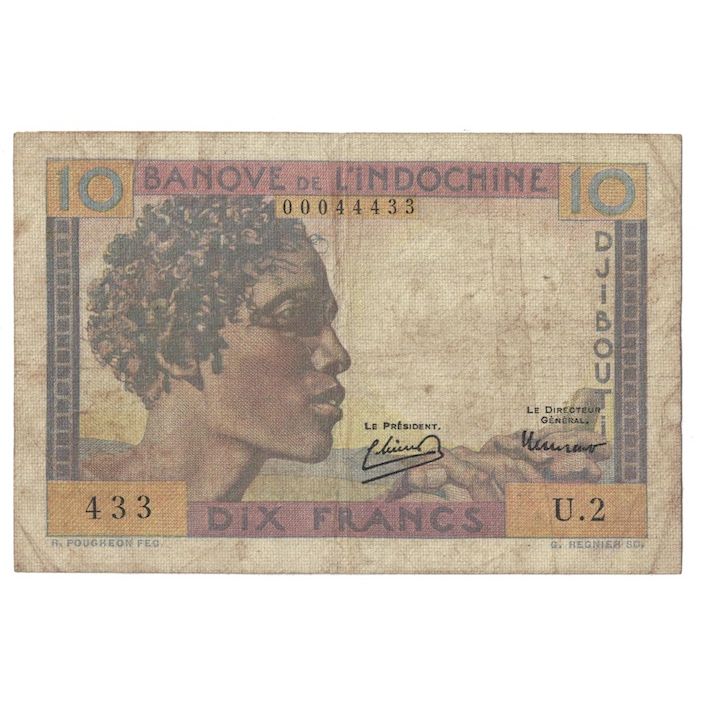 Banknot, Somali Francuskie, 10 Francs, 1946, KM:19, VF(20-25)