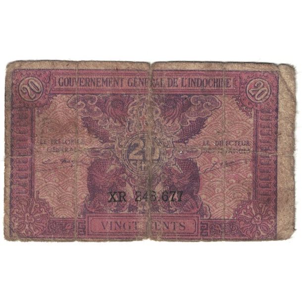 Billet, Indochine française, 20 Cents, Undated (1942), KM:90, B
