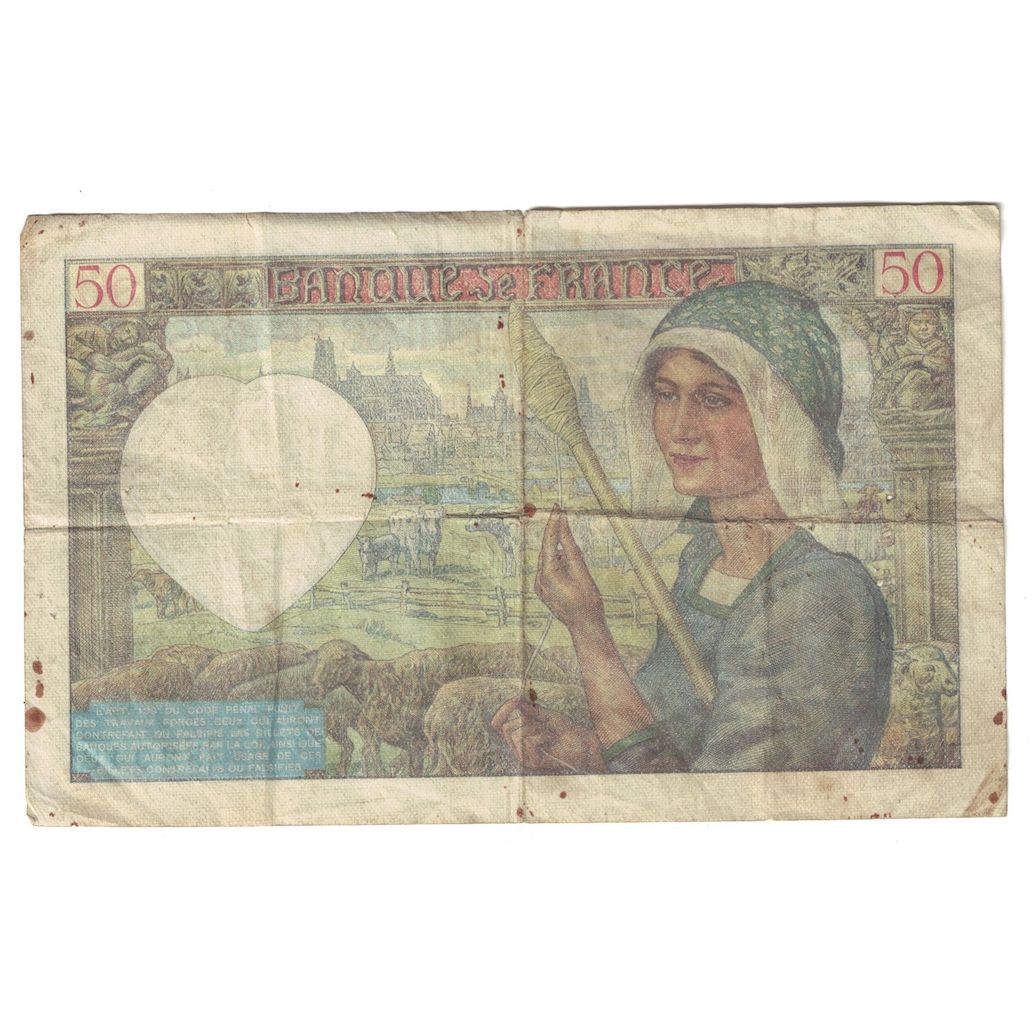 Francia, 50 Francs, Jacques Coeur, 1941, Z.41, BC, Fayette:19.06, KM:93