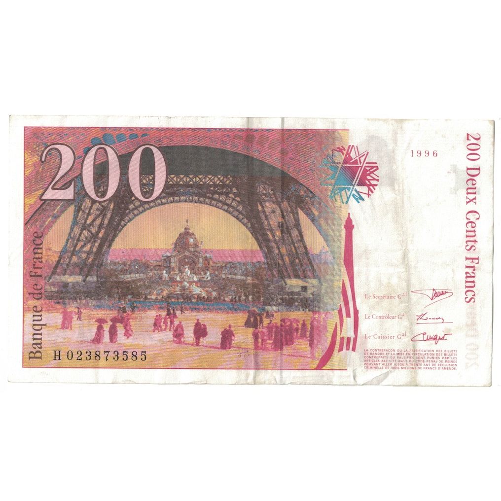 Francia, 200 Francs, Eiffel, 1996, H.023873585, MBC+, Fayette:75.2, KM:159a