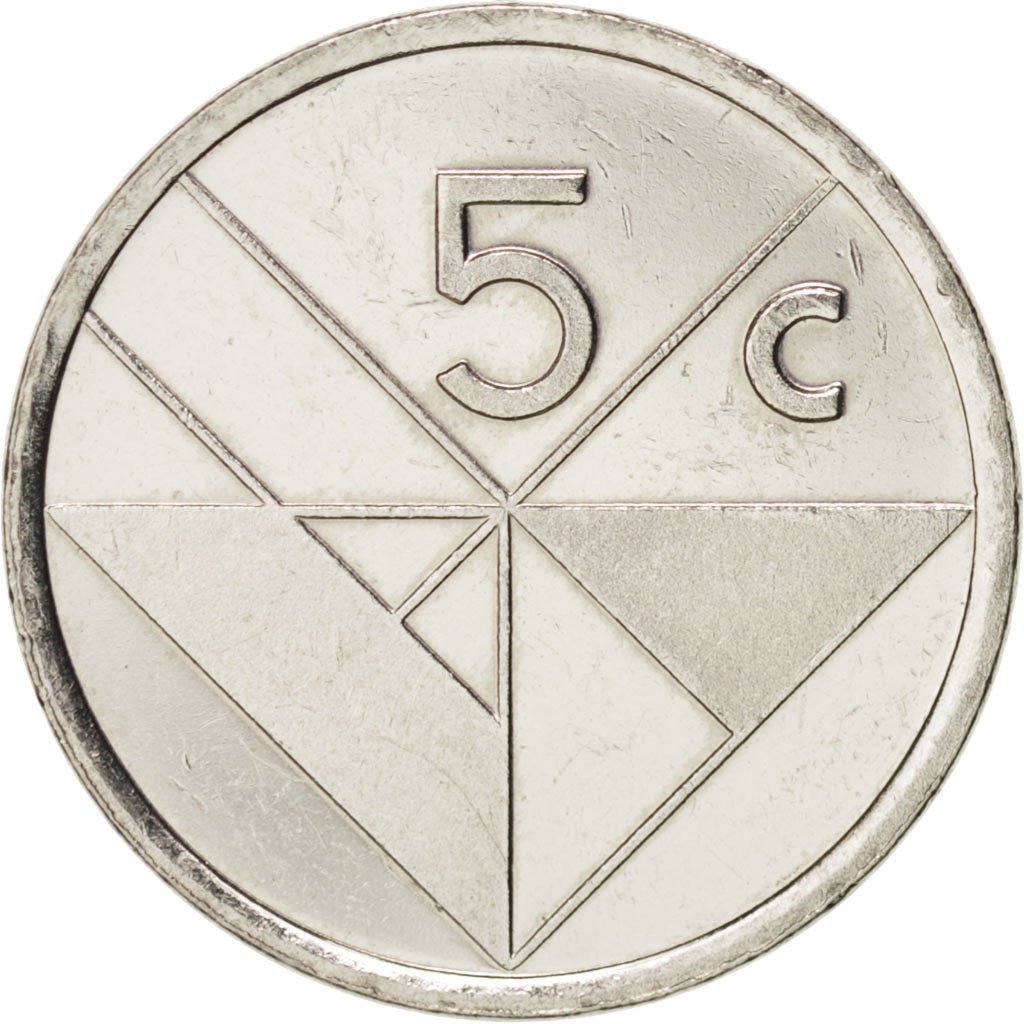 Aruba, Beatrix, 5 Cents, 1988, Utrecht, MS(63), Nickel Bonded Steel, KM:1