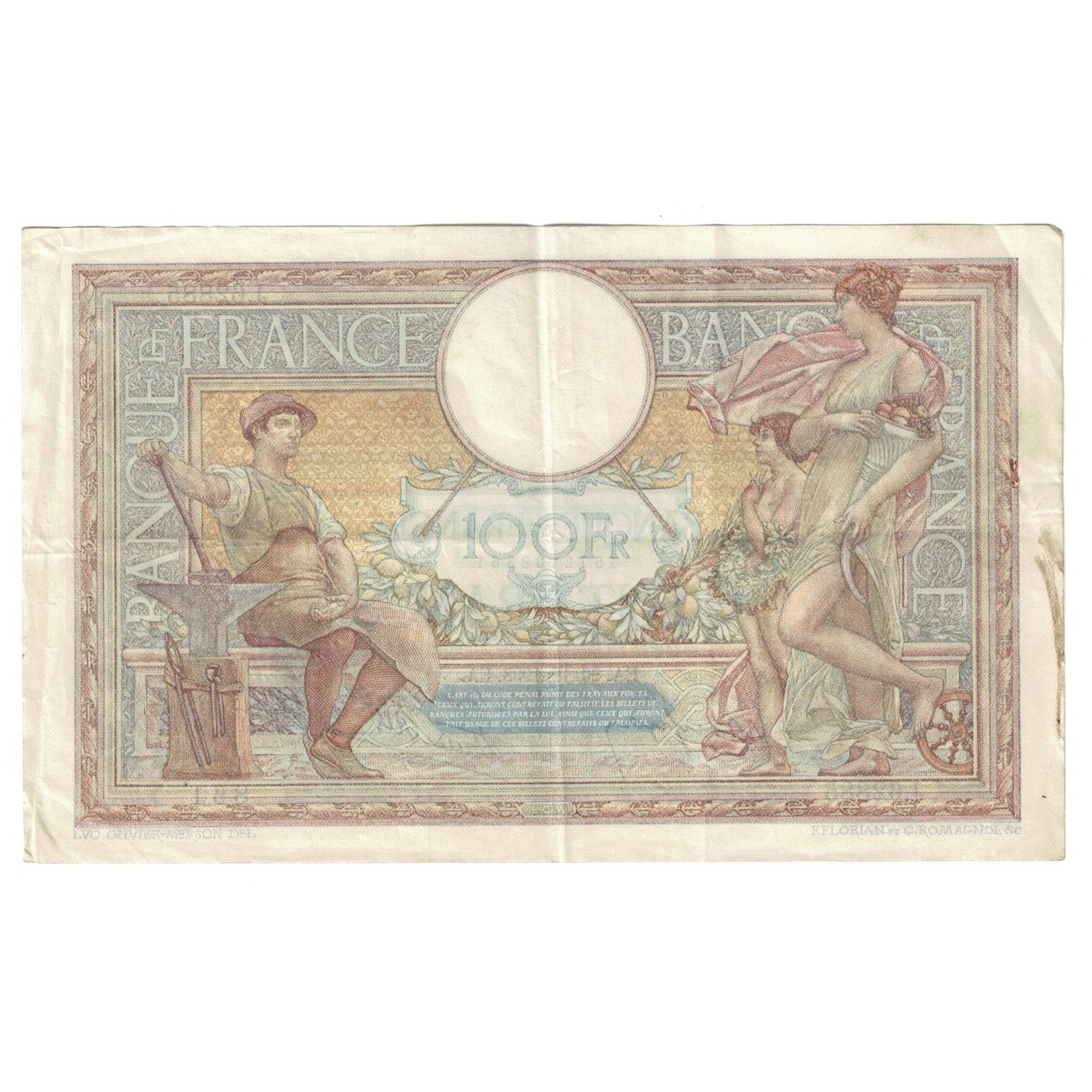 França, 100 Francs, Luc Olivier Merson, 1938, J.62885, EF(40-45)
