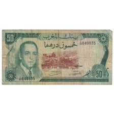 Biljet, Marokko, 50 Dirhams, 1970, KM:58a, B+