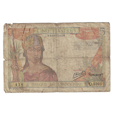 Banknote, FRENCH INDO-CHINA, 5 Piastres, 1946, KM:55c, VG(8-10)