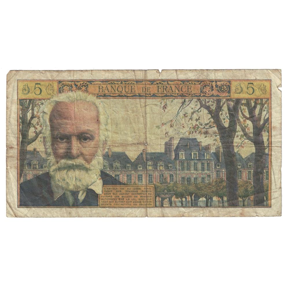 França, 5 Nouveaux Francs, Victor Hugo, 1965, R.137, F(12-15), Fayette:56.17