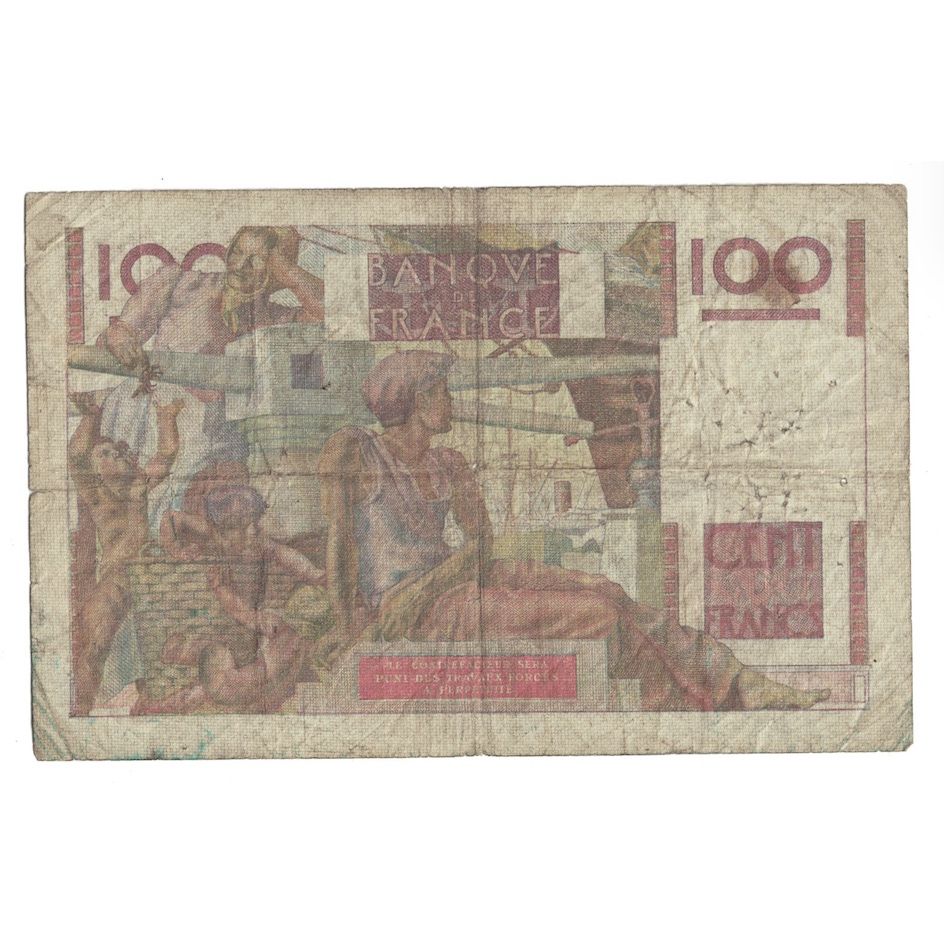 Francja, 100 Francs, Jeune Paysan, 1949, Y.307, F(12-15), Fayette:28.22, KM:128b