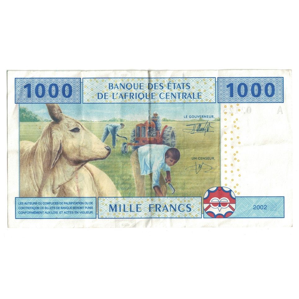 Banknote, Central African States, 1000 Francs, 2002, KM:507F, AU(50-53)