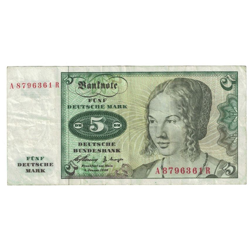 Banknote, GERMANY - FEDERAL REPUBLIC, 5 Deutsche Mark, 1960, 1960-01-02, KM:18a