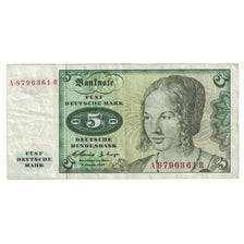 Banknote, GERMANY - FEDERAL REPUBLIC, 5 Deutsche Mark, 1960, 1960-01-02, KM:18a