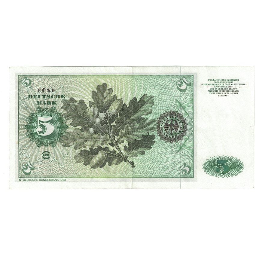 Billete, 5 Deutsche Mark, 1960, ALEMANIA - REPÚBLICA FEDERAL, 1960-01-02