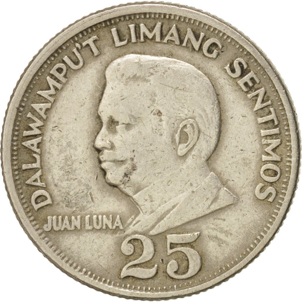 Philippines, 25 Sentimos, 1967, VF(30-35), Copper-Nickel-Zinc, KM:199