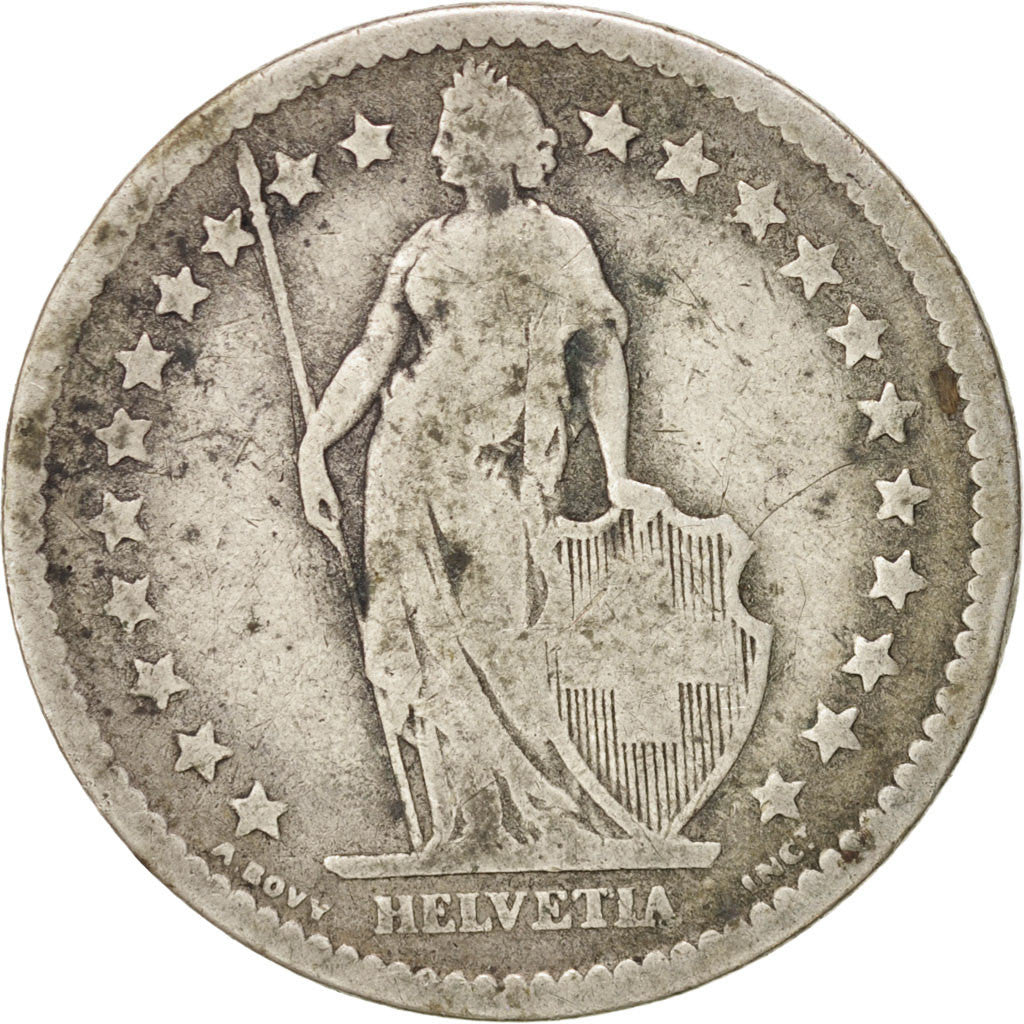 Coin, Switzerland, 2 Francs, 1878, Bern, VF(20-25), Silver, KM:21