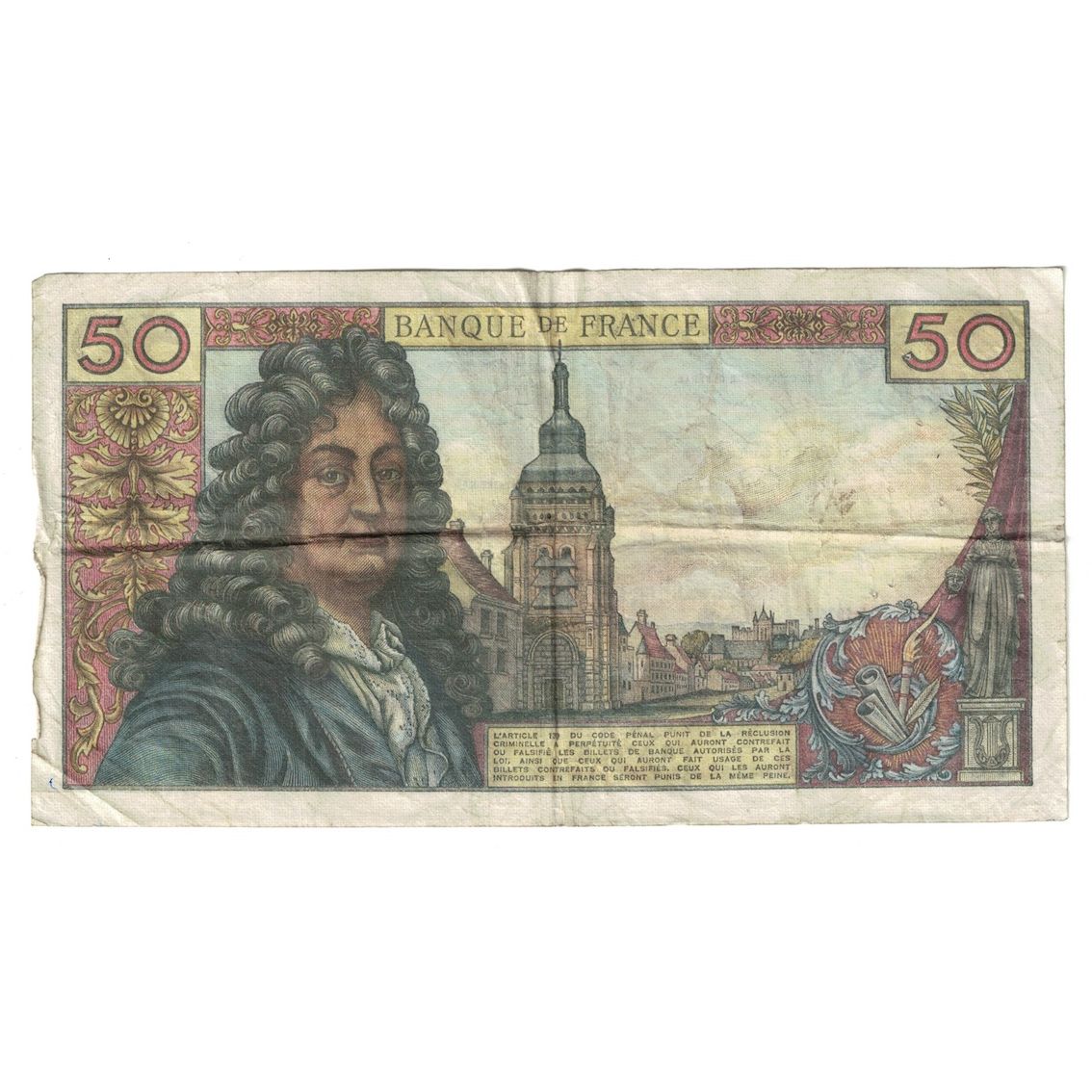 France, 50 Francs, Racine, 1976, P.292, VF(30-35), Fayette:64.32, KM:148f