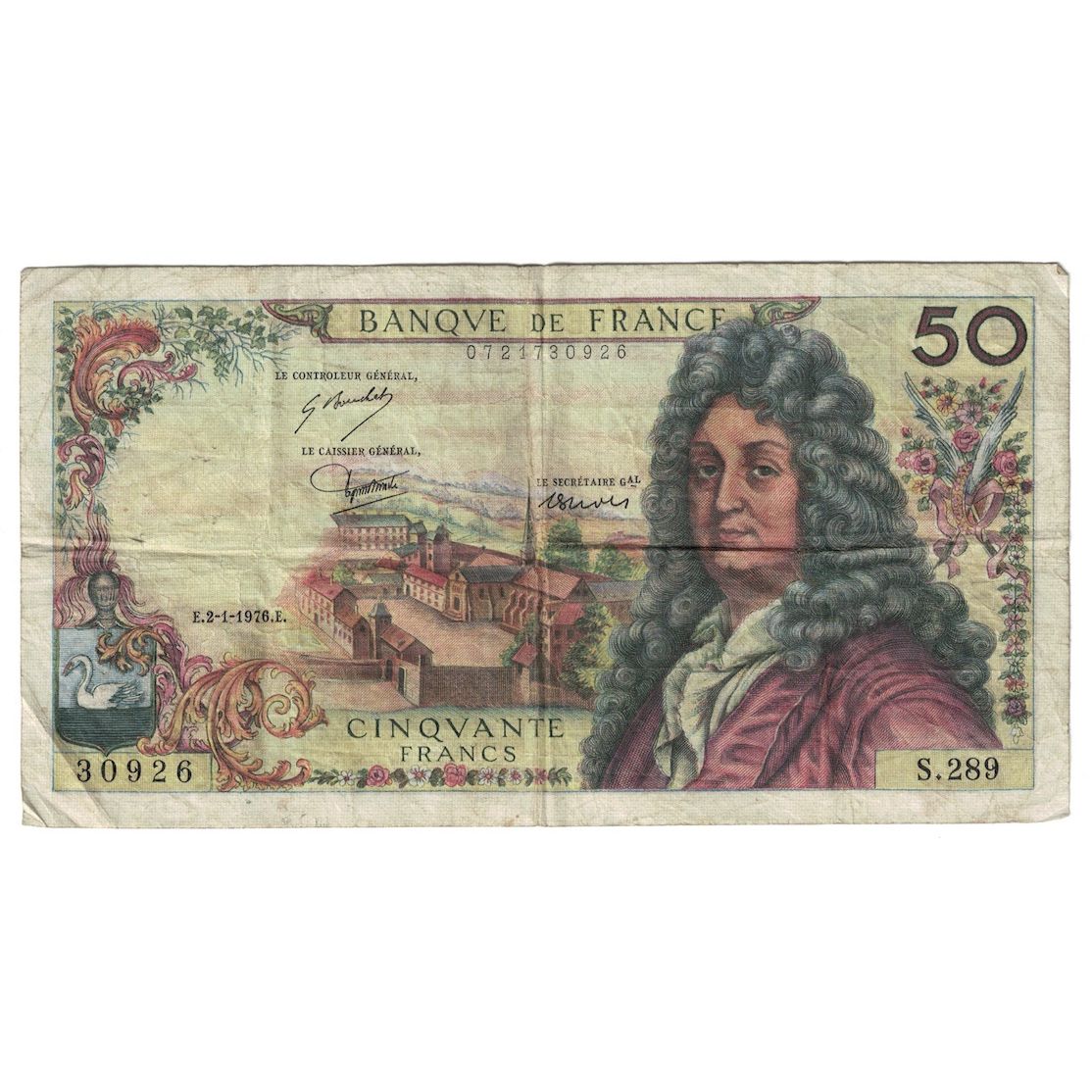 Francja, 50 Francs, Racine, 1976, S.289, VF(20-25), Fayette:64.32, KM:148f