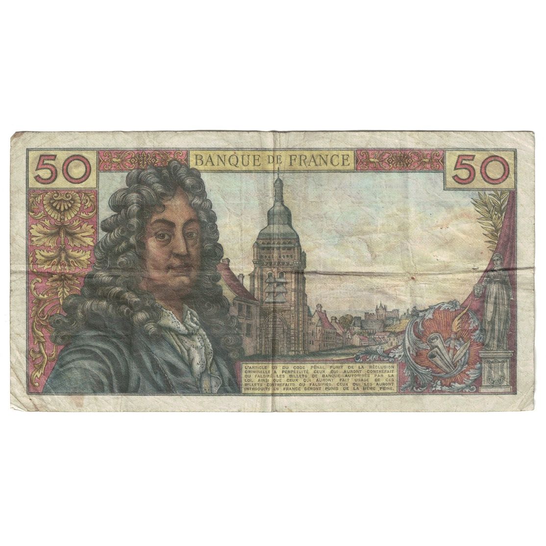 Francja, 50 Francs, Racine, 1976, S.289, VF(20-25), Fayette:64.32, KM:148f
