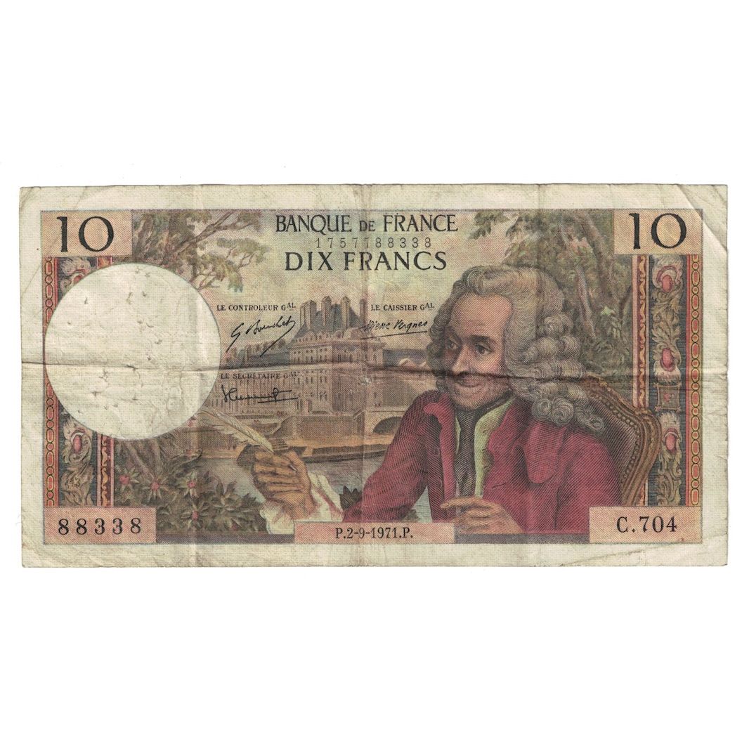 Frankreich, 10 Francs, Voltaire, 1971, C.704, S, Fayette:62.51, KM:147d