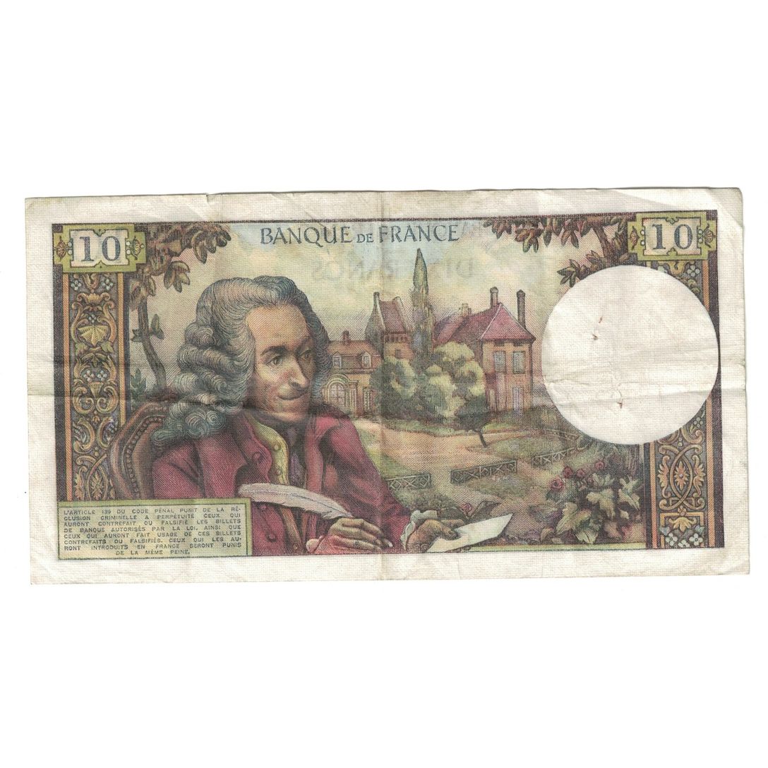 France, 10 Francs, Voltaire, 1973, 0.866, EF(40-45), Fayette:62.60, KM:147d