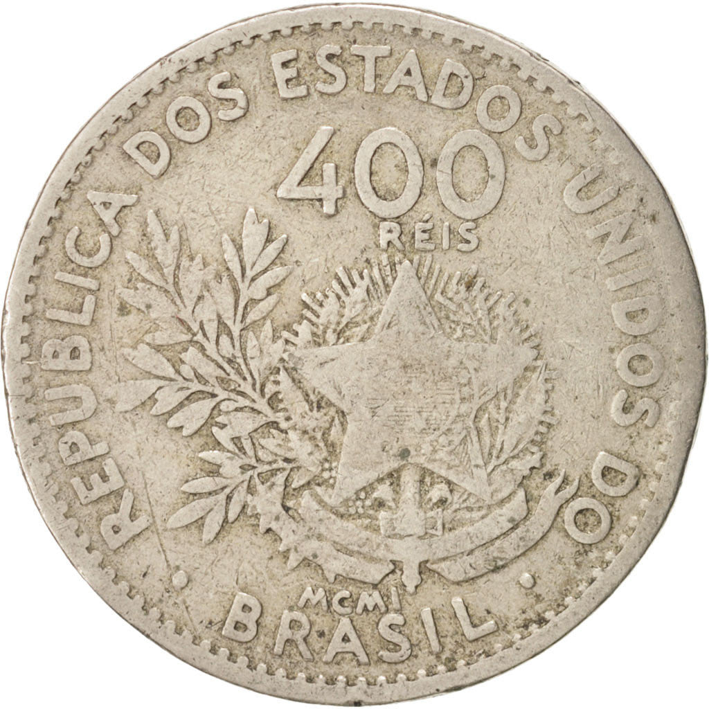 Brazil, 400 Reis, 1901, VF(20-25), Copper-nickel, KM:505