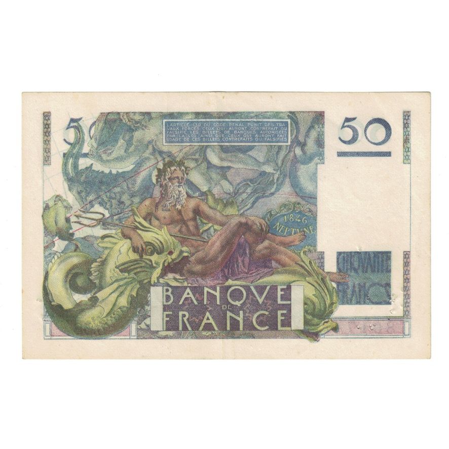 France, 50 Francs, Le Verrier, 1947, L.58, AU(50-53), Fayette:20.7, KM:127b