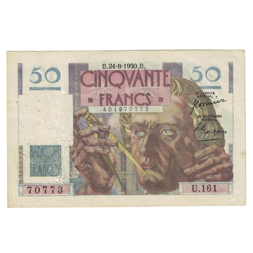 France, 50 Francs, Le Verrier, 1950, U.161, TB+, Fayette:20.16, KM:127b