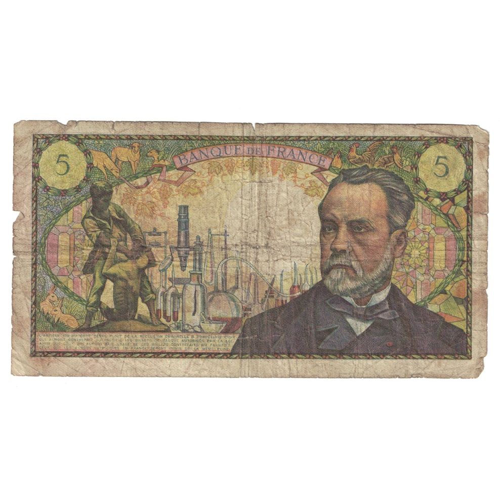 France, 5 Francs, Pasteur, 1966, T.17, B+, Fayette:F61.02, KM:146a