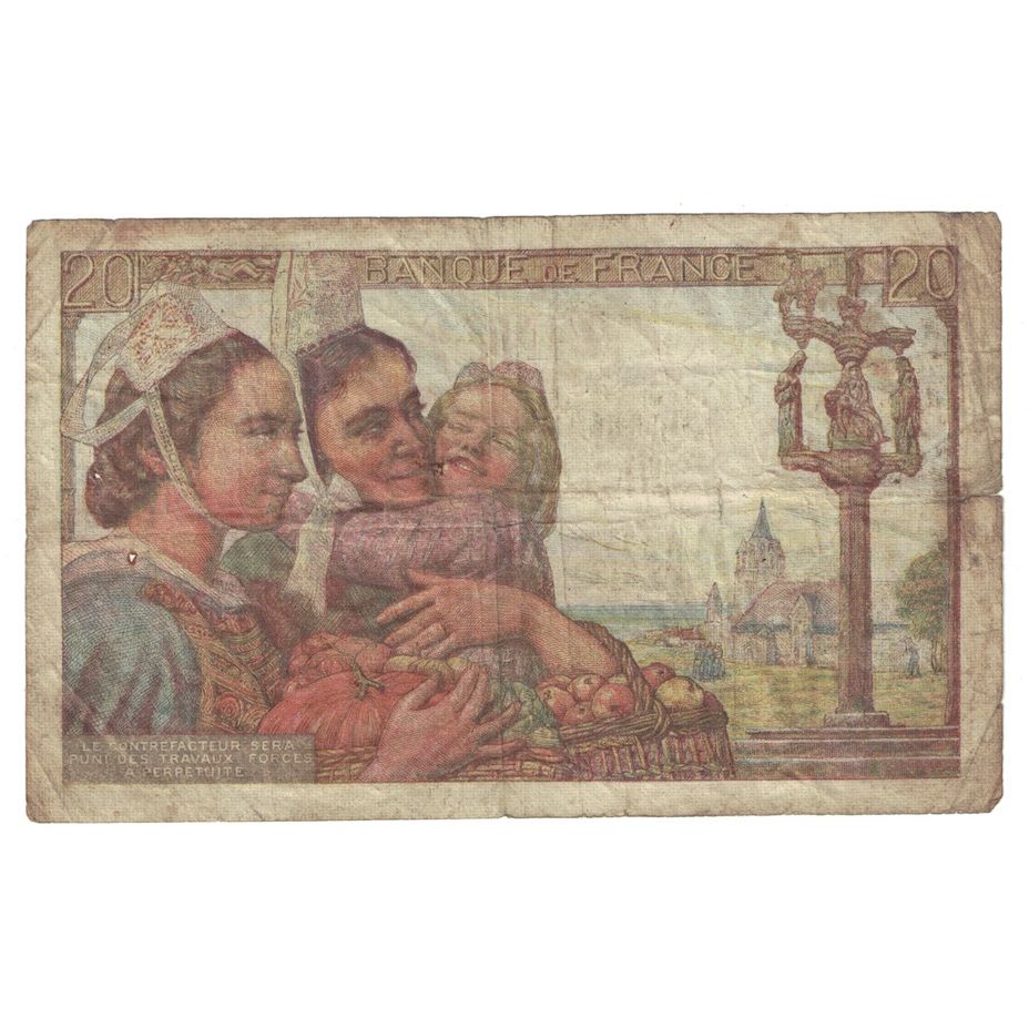 Frankreich, 20 Francs, Pêcheur, 1944, F.119, SGE+, Fayette:13.8, KM:100a