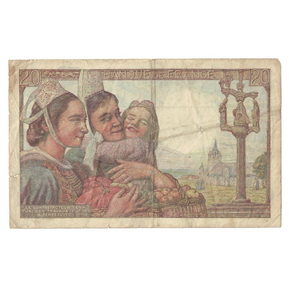 França, 20 Francs, Pêcheur, 1948, Y.171, VF(30-35), Fayette:13.12, KM:100c