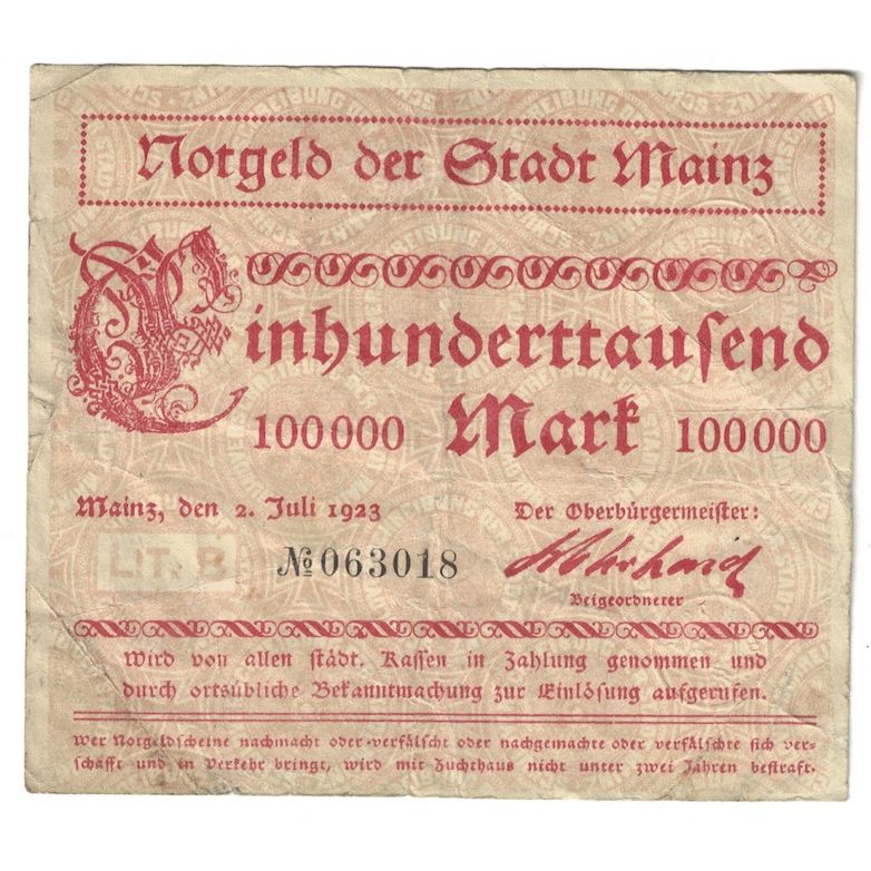 Billete, 100000 Mark, 1923, Alemania, 1923-07-02, Notgeld, MBC