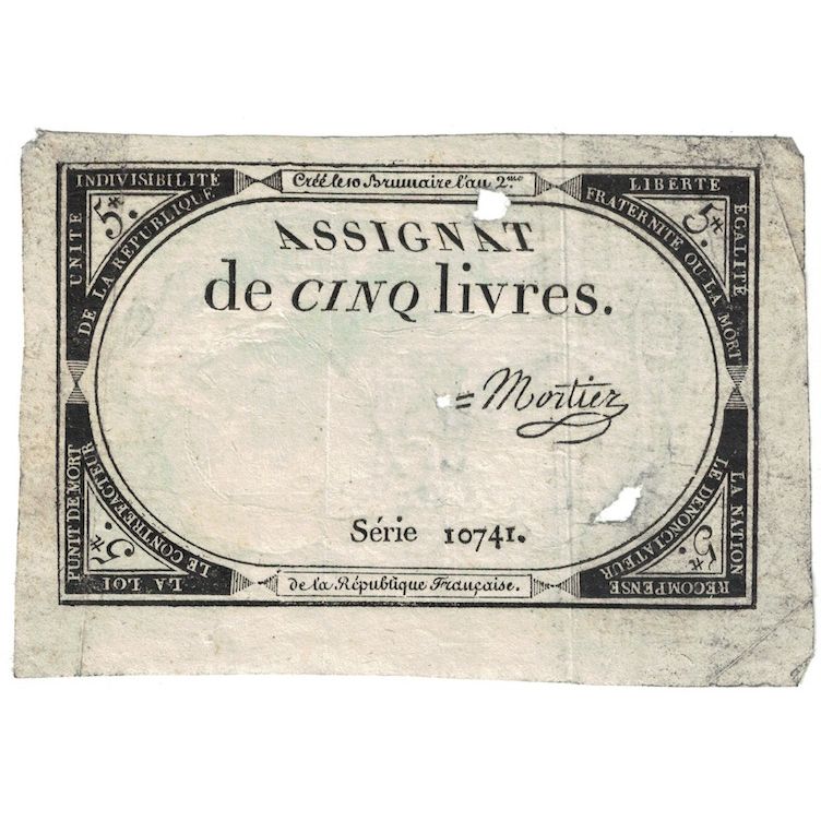 Francia, 5 Livres, 1793, Série 10741, B, KM:A76
