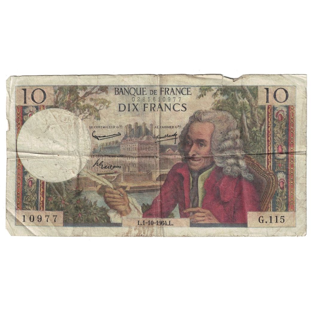 Frankrijk, 10 Francs, Voltaire, 1964, G.115, TB, Fayette:62.11, KM:147a