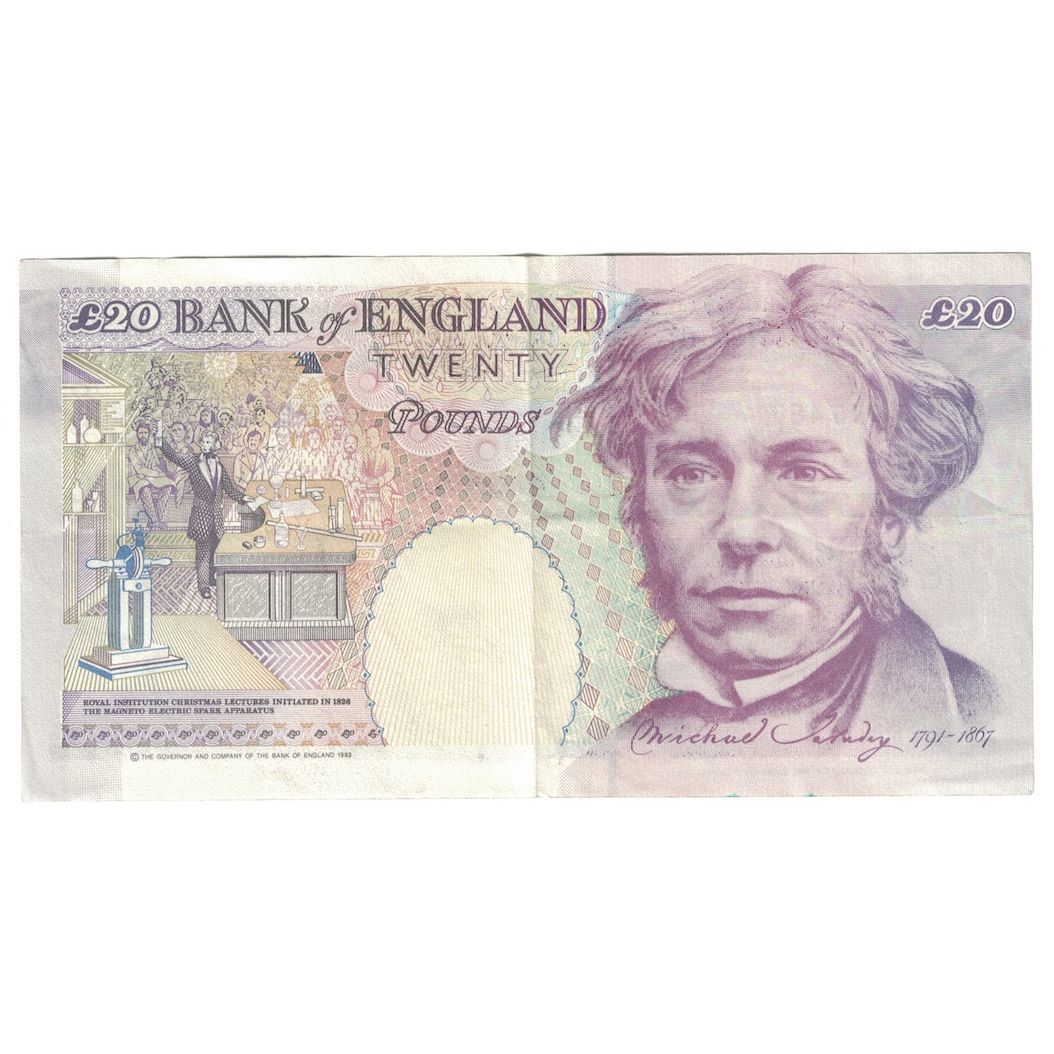 Banknote, Great Britain, 20 Pounds, 1993, KM:384b, AU(55-58)