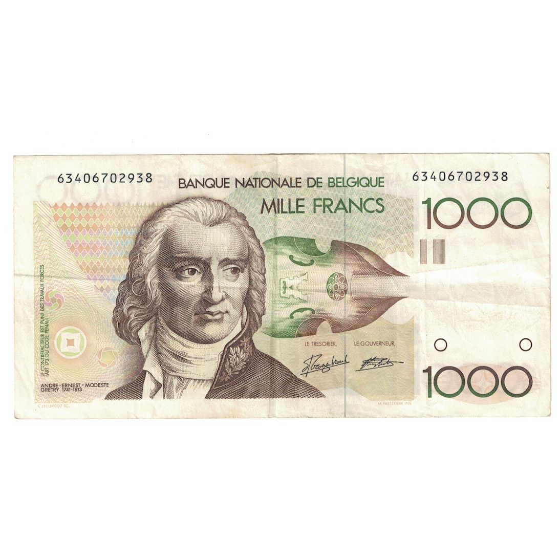 Banknote, Belgium, 1000 Francs, Undated (1980-96), KM:144a, AU(50-53)