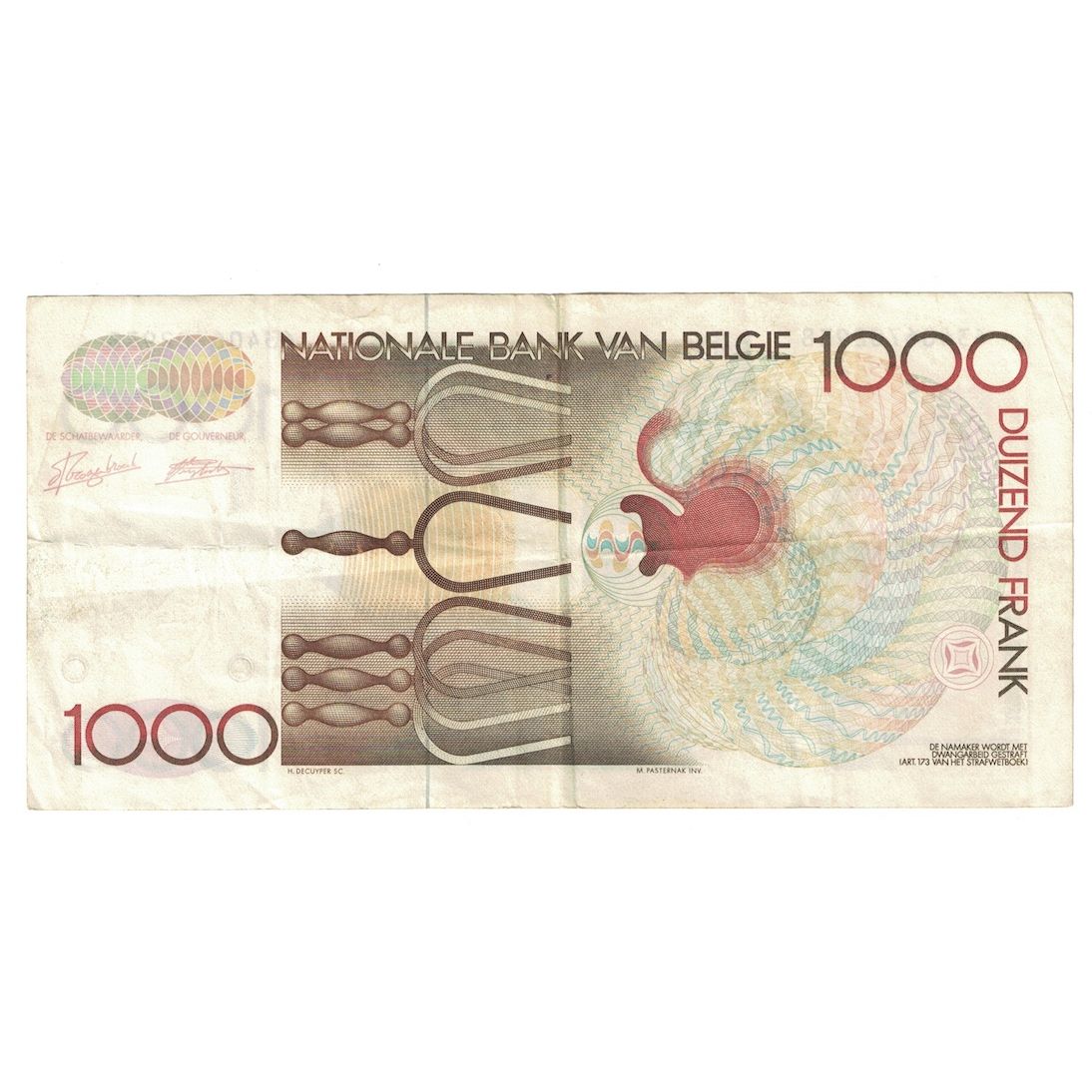 Banknote, Belgium, 1000 Francs, Undated (1980-96), KM:144a, AU(50-53)