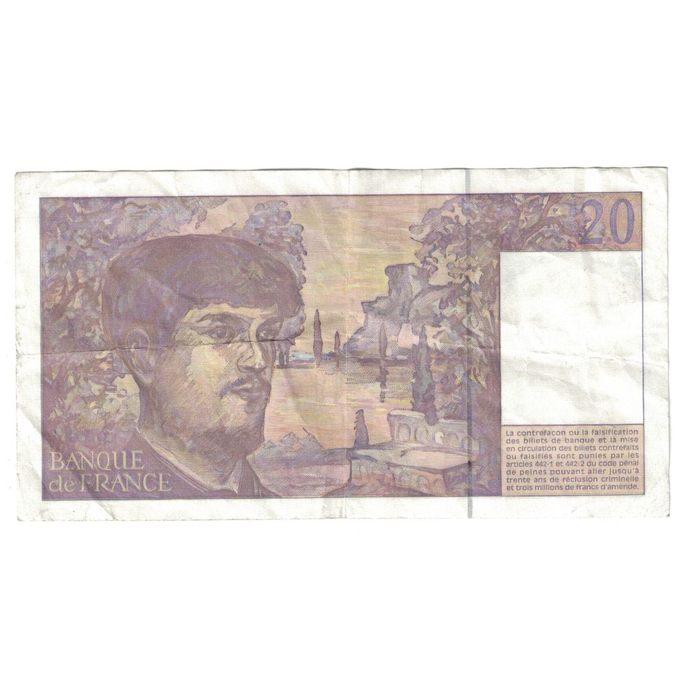 France, 20 Francs, Debussy, 1997, L.061, VF(30-35), Fayette:66ter.02A61, KM:151i