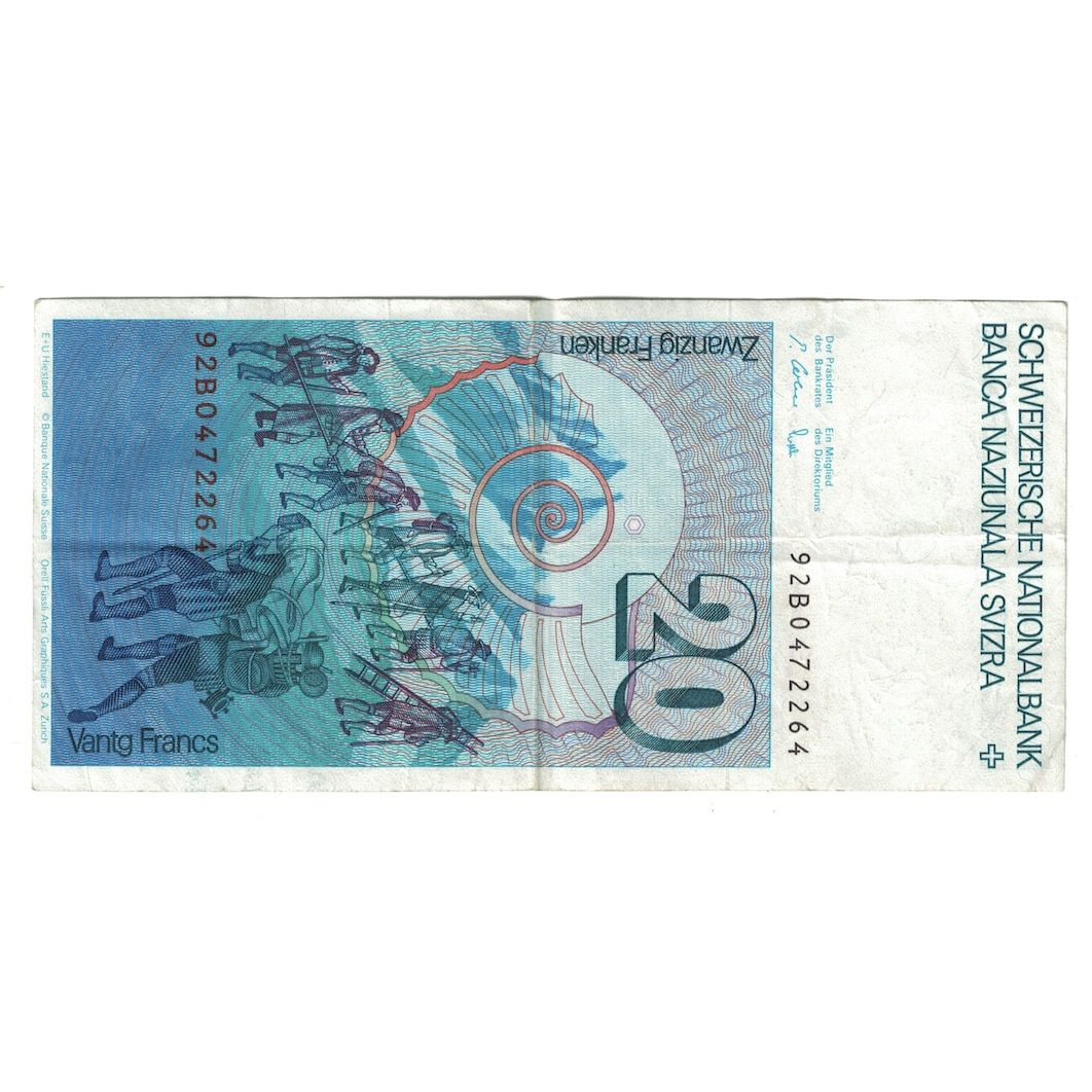 Billet, Suisse, 20 Franken, 1987, KM:55g, TTB+