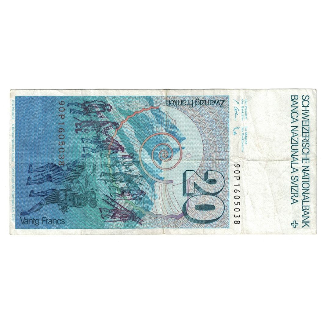 Banknote, Switzerland, 20 Franken, 1987, KM:55g, AU(50-53)