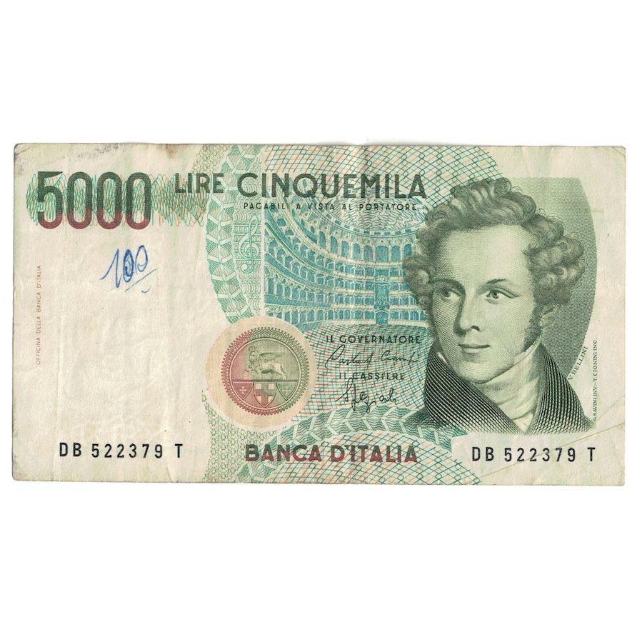 Banconote, Italia, 5000 Lire, 1985, 1985-01-04, KM:111b, MB