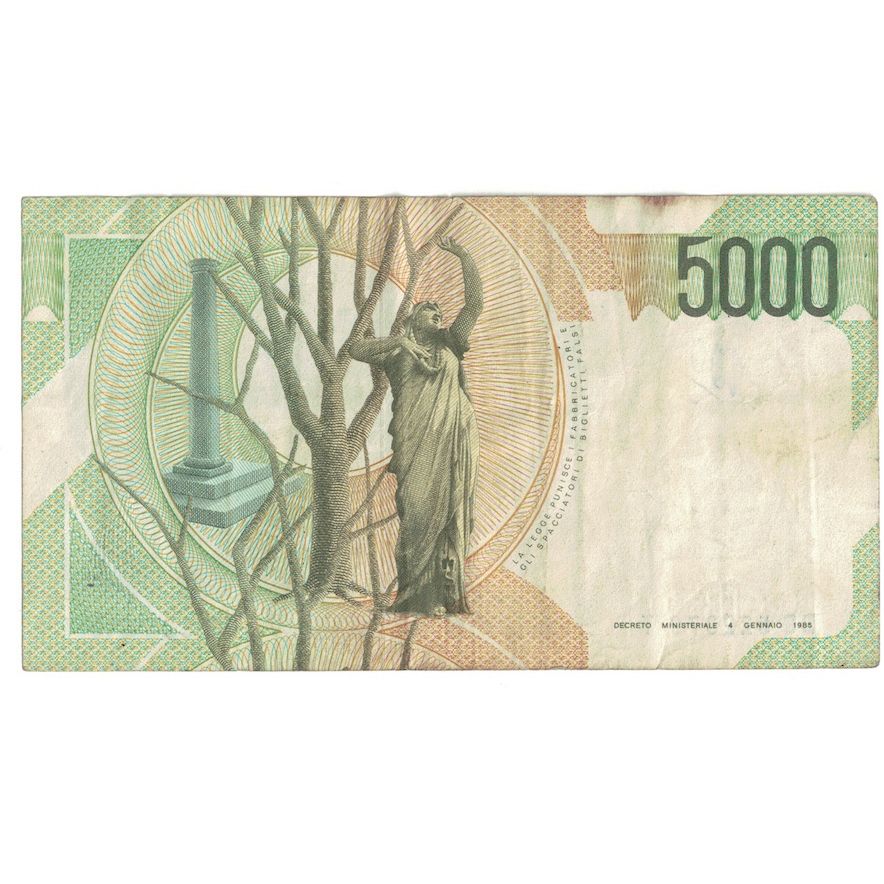 Banconote, Italia, 5000 Lire, 1985, 1985-01-04, KM:111b, MB