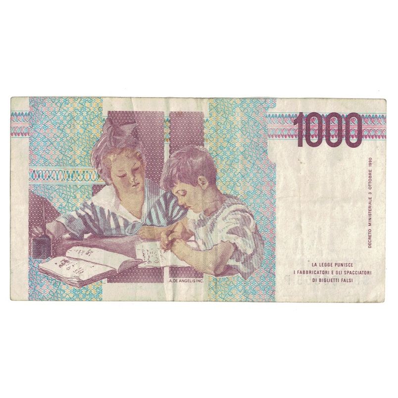 Banknot, Włochy, 1000 Lire, D.1990, 1990-10-03, KM:114a, VF(30-35)