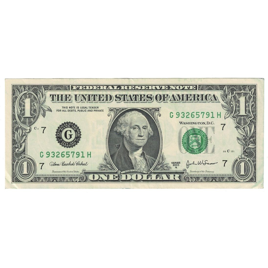 Banknote, United States, One Dollar, 2003A, Chicago, KM:4671B, AU(55-58)