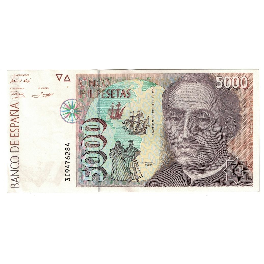 Banknote, Spain, 5000 Pesetas, 1992, 1992-10-12, KM:165, UNC(63)