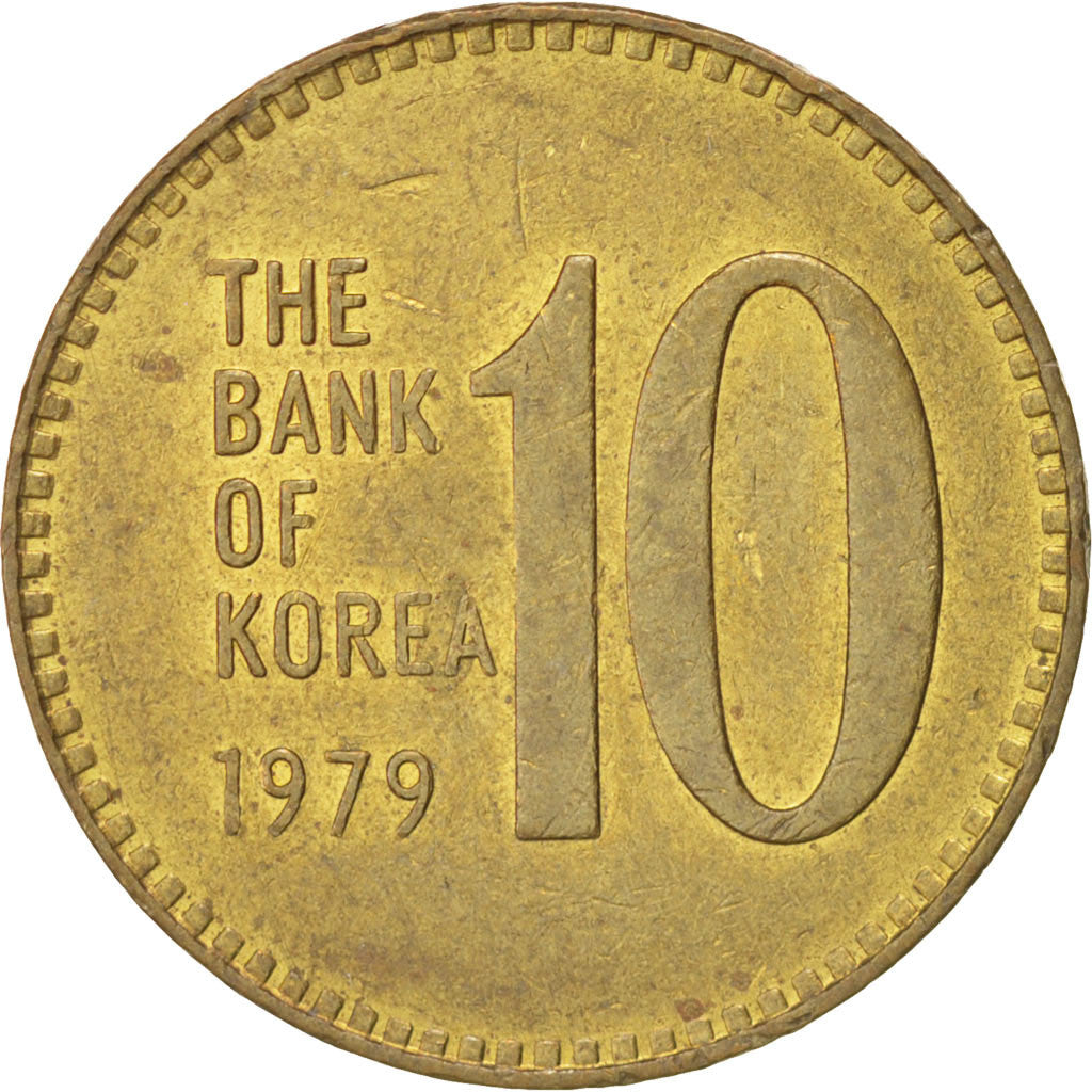 Coin, KOREA-SOUTH, 10 Won, 1979, AU(55-58), Brass, KM:6a