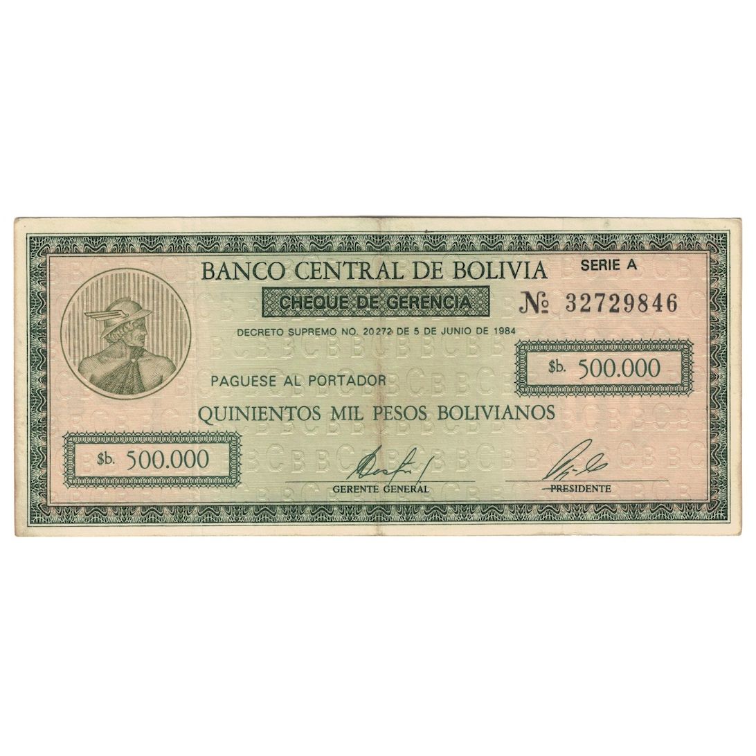 Billete, 500,000 Pesos Bolivianos, 1984, Bolivia, 1984-06-05, KM:181a, MBC
