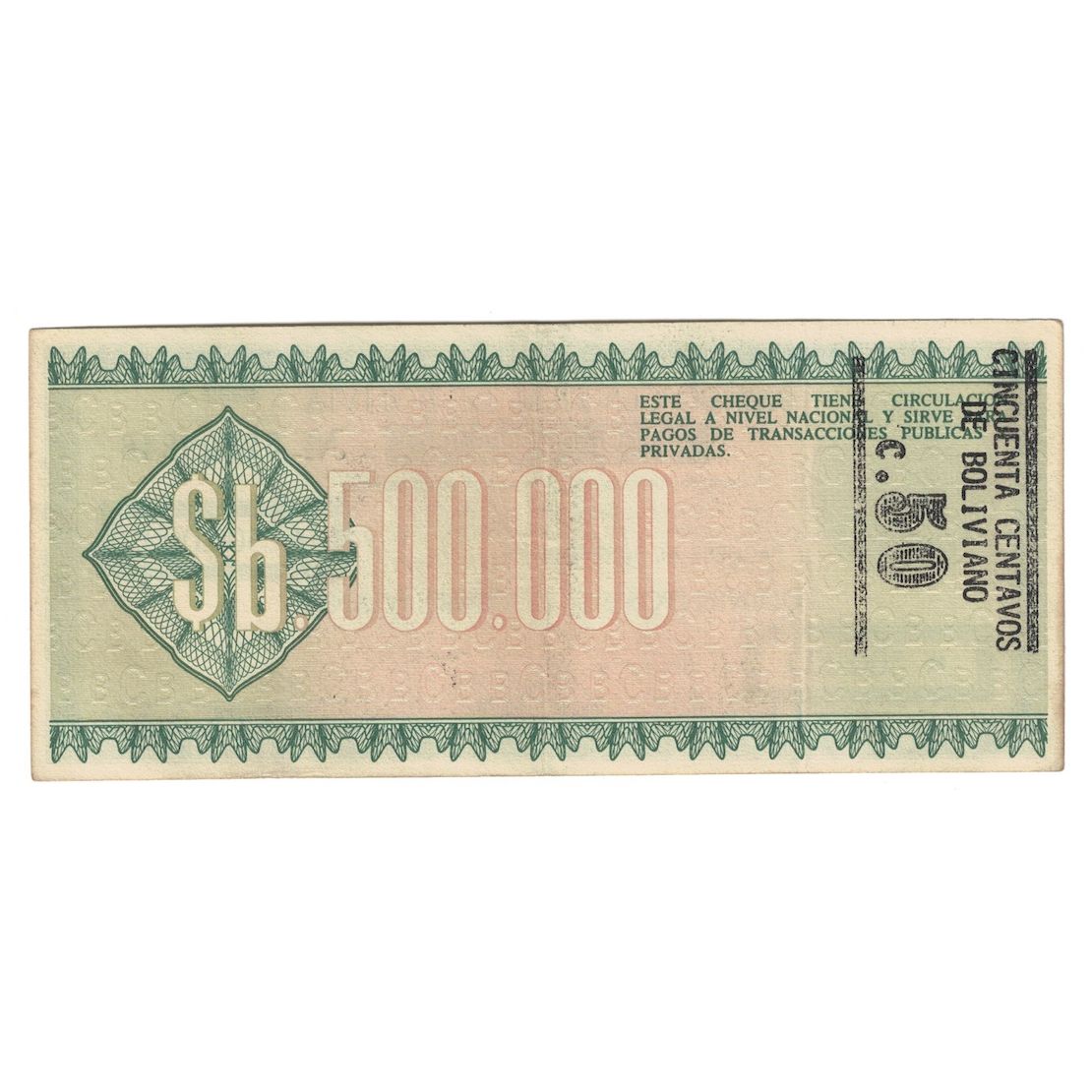 Billete, 500,000 Pesos Bolivianos, 1984, Bolivia, 1984-06-05, KM:181a, MBC