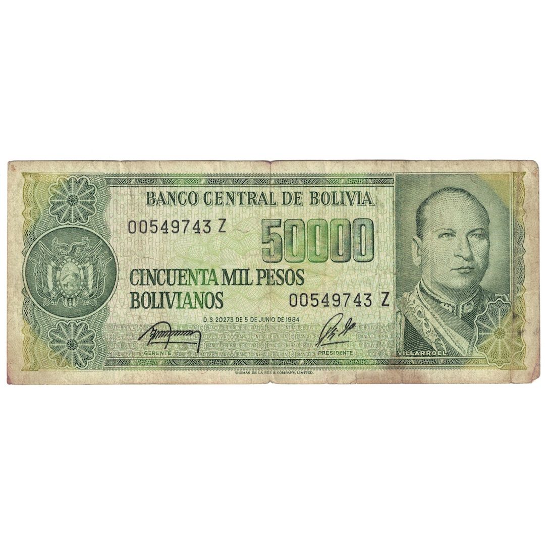 Billete, 50,000 Pesos Bolivianos, 1984, Bolivia, 1984-06-05, KM:170a, BC