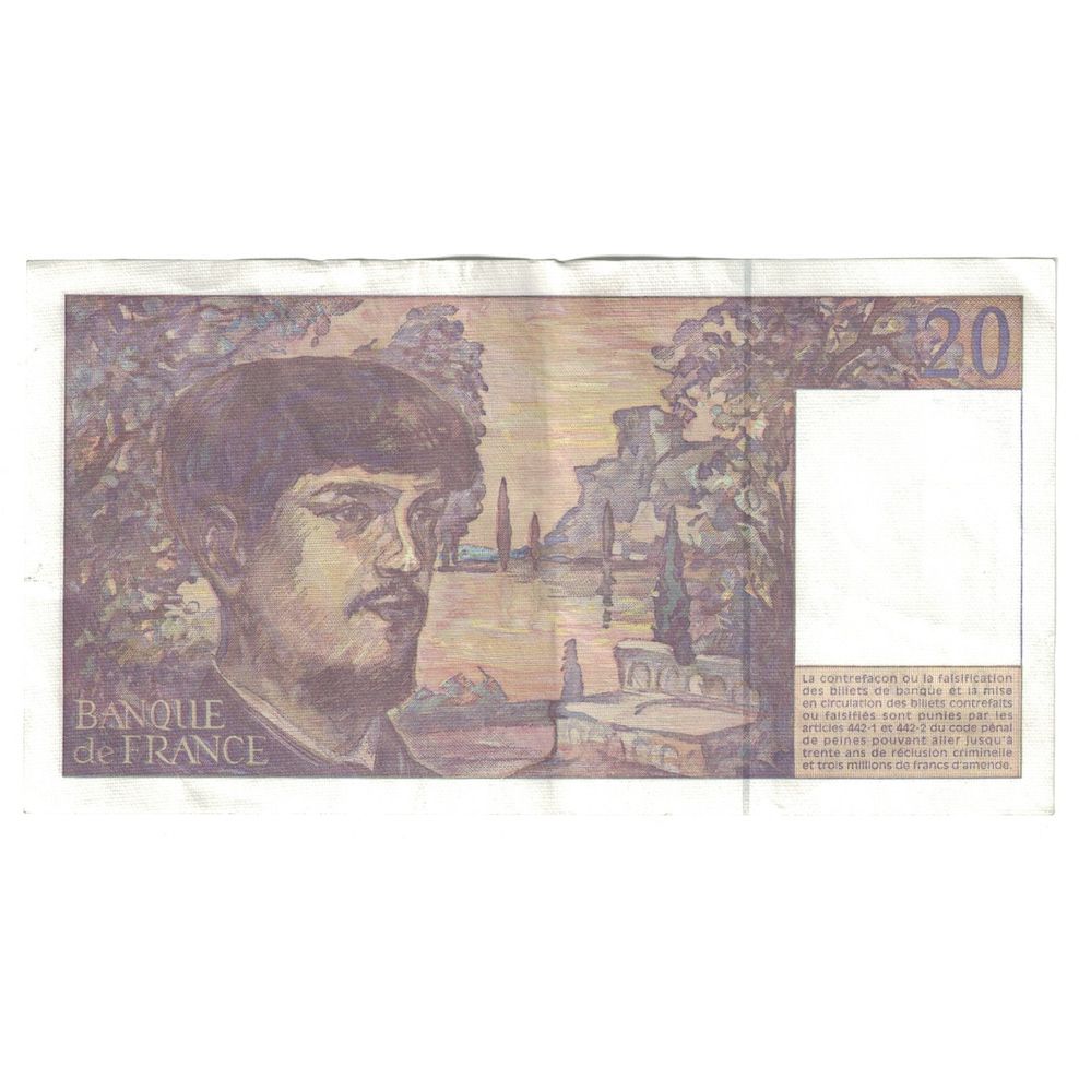 France, 20 Francs, Debussy, 1997, M.053, VF(30-35), Fayette:66ter02a53, KM:151i