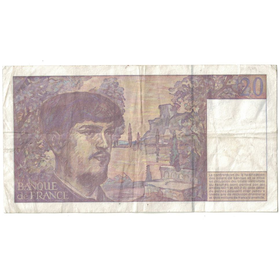 França, 20 Francs, Debussy, 1997, A.058, VF(20-25), Fayette:66ter.02A58