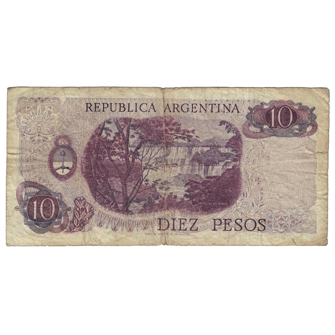 Billet, Argentine, 10 Pesos, Undated (1973-76), KM:295, B+