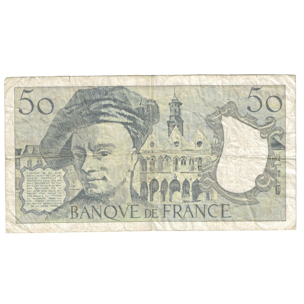 France, 50 Francs, Quentin de La Tour, 1991, M.69, VF(30-35), Fayette:67.17